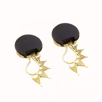 WOOD MEATAL EARRING 
